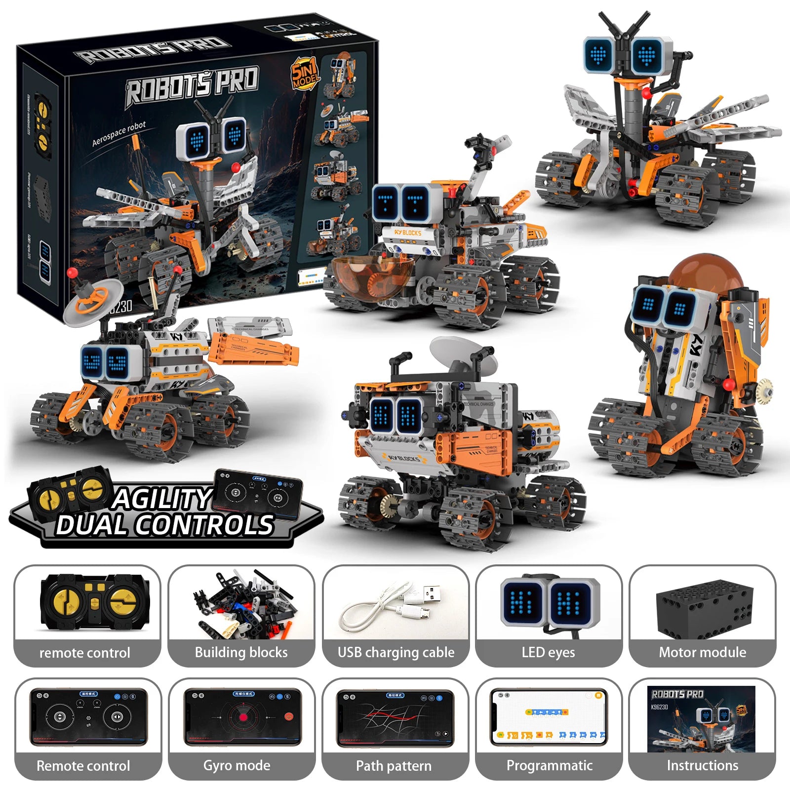 5-in-1 Transformable Robot Model Toy – Diecast Assembly Building Figure